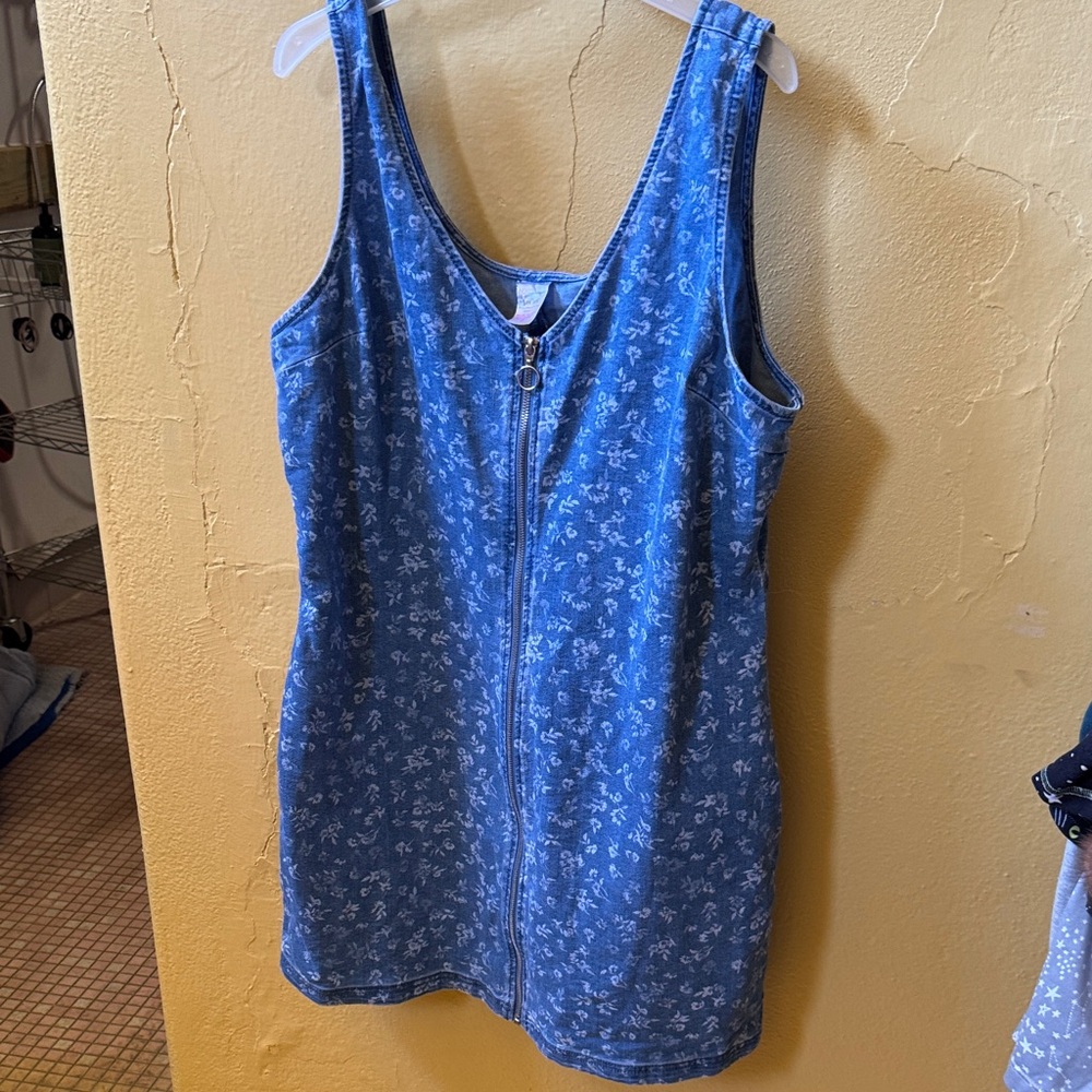 No Boundaries Denim Dress with Floral Print